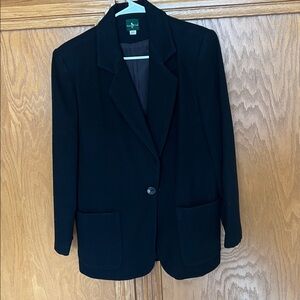 Hunt Club one button black classic long wool blazer 10P